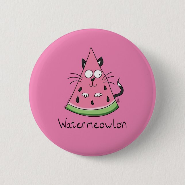 Funny Cat Watermelon Cute Kids 6 Cm Round Badge (Front)