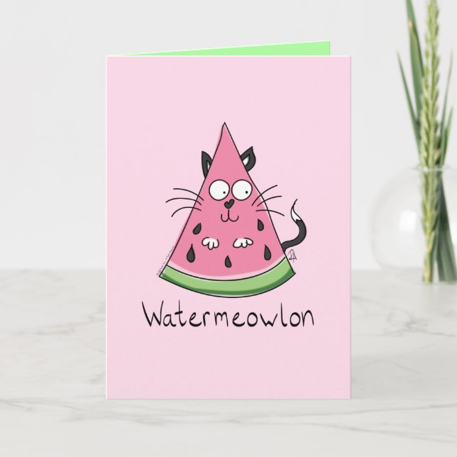 Funny Cat Watermelon Cute Kids Card (Front)