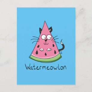 Funny Cat Watermelon Cute Kids Postcard