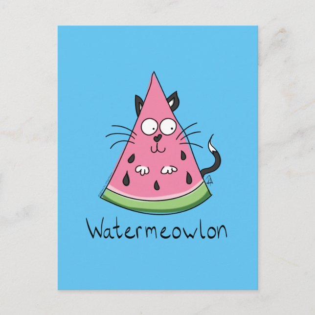 Funny Cat Watermelon Cute Kids Postcard (Front)