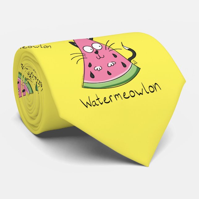 Funny Cat Watermelon Cute Kids Tie (Rolled)