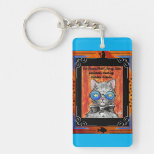 Funny Cat Wearing Fish Glasses Keychain