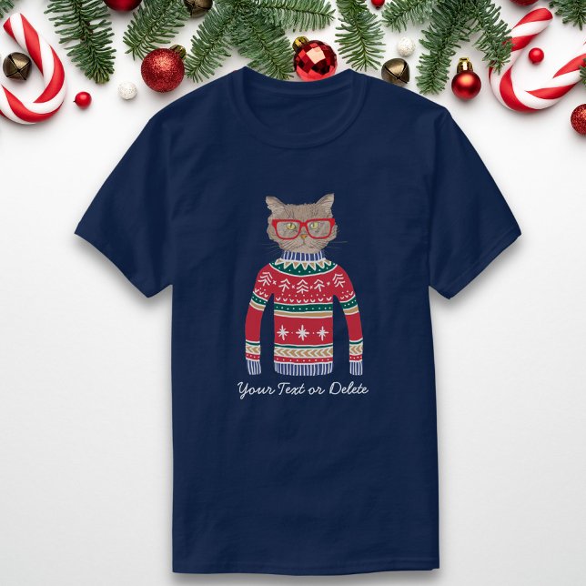 Funny Cat Wearing Glasses, Ugly Christmas Sweater (Creator Uploaded)