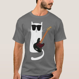 Funny Cat Wearing Sunglasses Playing Bass Guitar28 T-Shirt