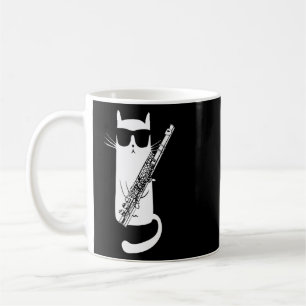 Funny Cat Wearing Sunglasses Playing Flute  Coffee Mug