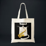 Funny Cat Wearing Sunglasses Playing Saxophone  Tote Bag<br><div class="desc">Funny Cat Wearing Sunglasses Playing Saxophone</div>