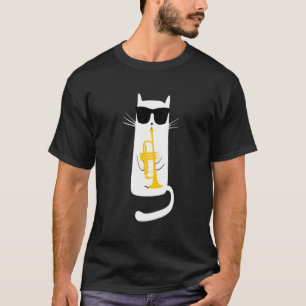 Funny Cat Wearing Sunglasses Playing Trumpet T-Shirt