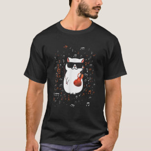 Funny Cat Wearing Sunglasses Playing Violin Viola T-Shirt
