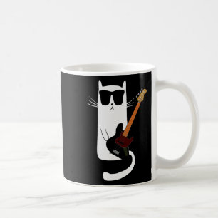 Funny Cat Wearing Sungles Playing B Guitar Men Wom Coffee Mug