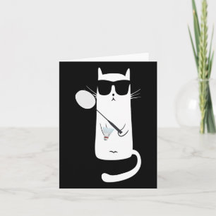 Funny Cat Wearing Sungles Playing Dminton Card