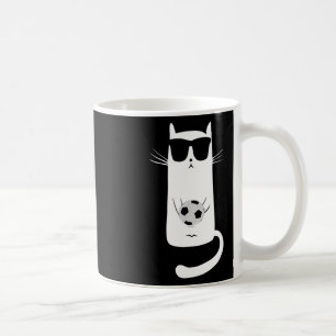 Funny Cat Wearing Sungles Playing Soccer Footbyll Coffee Mug