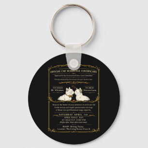 Funny Cat Wedding Certificate Item Vintage Wedding Key Ring