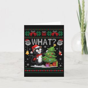 Funny Cat What Black Cat Christmas Tree Ugly Xmas Card
