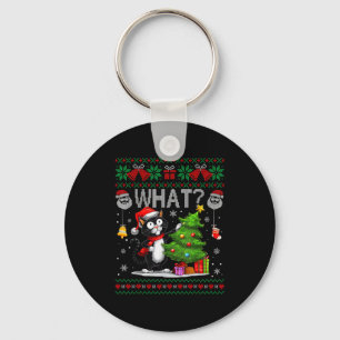 Funny Cat What Black Cat Christmas Tree Ugly Xmas  Key Ring
