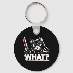 Funny Cat What Humourous Halloween Black Cat Men Key Ring