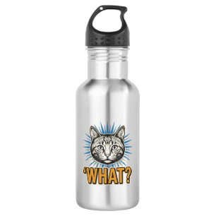 Funny Cat 'WHAT_' Vintage Engraving Graphic Tee_1 532 Ml Water Bottle