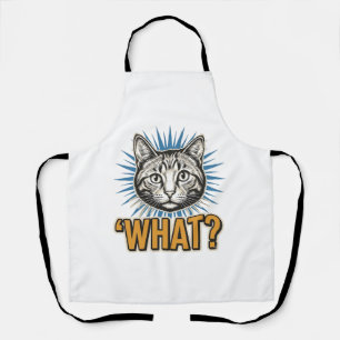 Funny Cat 'WHAT_' Vintage Engraving Graphic Tee_1 Apron
