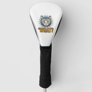 Funny Cat 'WHAT_' Vintage Engraving Graphic Tee_1 Golf Head Cover