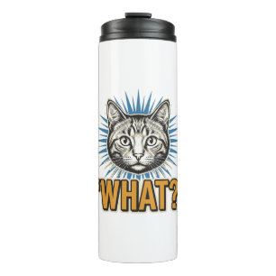 Funny Cat 'WHAT_' Vintage Engraving Graphic Tee_1 Thermal Tumbler