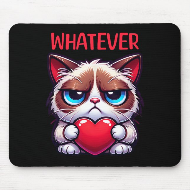 Funny Cat Whatever Grumpy Valentine  Mouse Mat (Front)