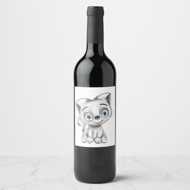 Funny Cat Wine Label – Cute Personalised Gift  (Front)