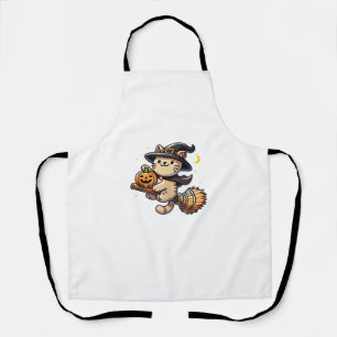 Funny Cat Witch Halloween Costume Broom Stick Boys Apron
