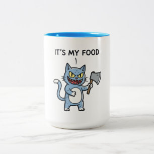 Funny Cat with Axe Two-Tone Coffee Mug