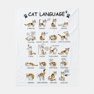 Funny Cat With Body Language Lovely Emotions Fleece Blanket