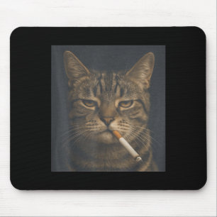 Funny Cat With Cigarette Sarcastic Meme Smoking Ca Mouse Mat