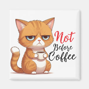 Funny Cat with Coffee Magnet
