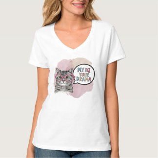 Funny Cat with Glasses "My IQ > Your Drama" - Sarc T-Shirt
