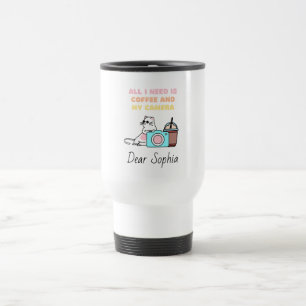 Funny Cat with Sunglasses and Camera&Coffee Humour Travel Mug