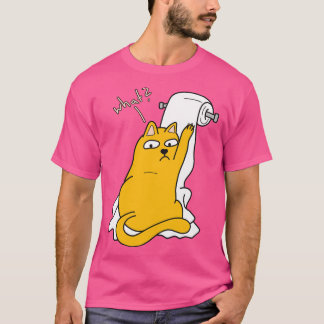 Funny Cat With Toilet Paper T-Shirt