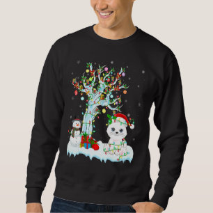 Funny Cat Xmas Tree Lighting Santa Hat Cat Christm Sweatshirt