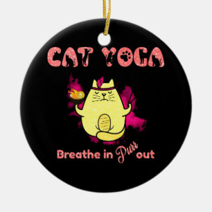 Funny Cat Yoga Ceramic Tree Decoration