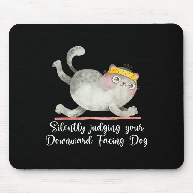 Funny Cat Yoga Quotes Silently Judging  Mouse Mat (Front)