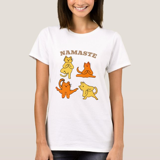 Funny Cat Yoga Shirt Design Featuring Namaste Cats (Front)