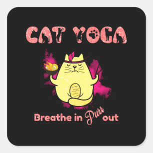 Funny Cat Yoga Square Sticker