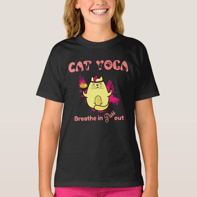 Funny Cat Yoga T-Shirt (Front)