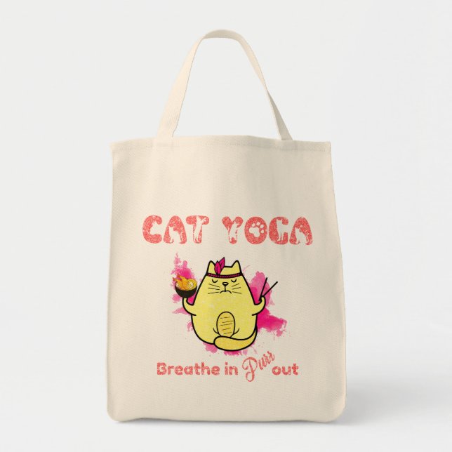 Funny Cat Yoga Tote Bag (Front)