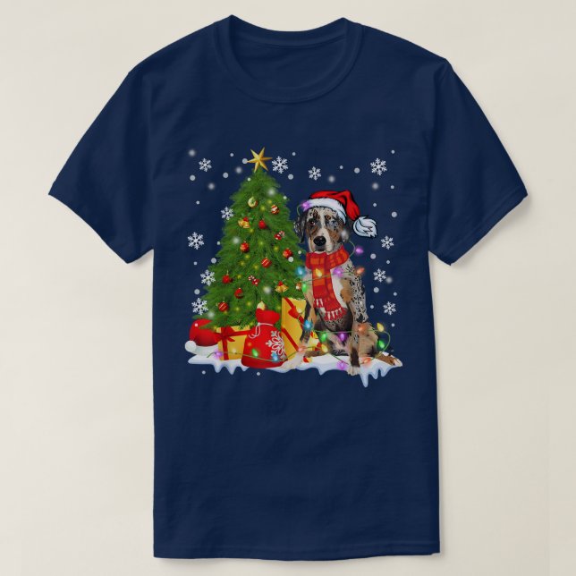 Funny Catahoula Leopard Dog Christmas Tree Dog Lov T-Shirt (Design Front)