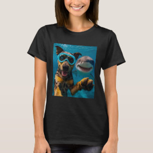 Funny Catahoula Leopard Dog Selfie with Shark Ocea T-Shirt