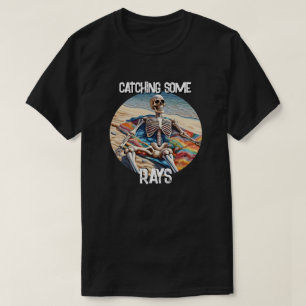 Funny Catching Some Rays Skeleton  T-Shirt