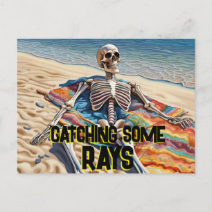Funny Catching Some Rays Skeleton  T-Shirt Postcard