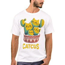 Funny Catcus Cat Cactus Pun Illustrated T-Shirt