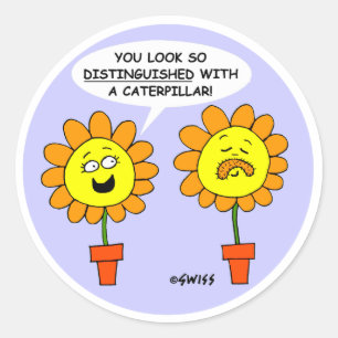 Funny Caterpillar Moustache Cartoon Classic Round Sticker