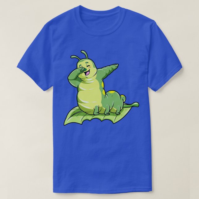 Funny caterpillar on a leaf at dabbing T-Shirt (Design Front)