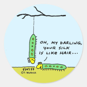Funny Caterpillars in Love Cartoon Wedding Shower Classic Round Sticker