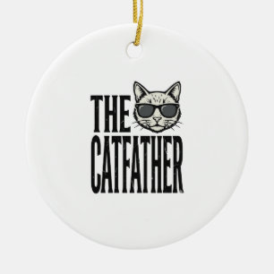 Funny Catfather Vintage Cat Quote Graphic Shirt_1 Ceramic Tree Decoration