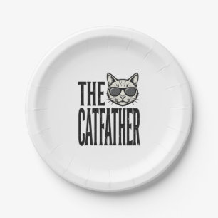 Funny Catfather Vintage Cat Quote Graphic Shirt_1 Paper Plate